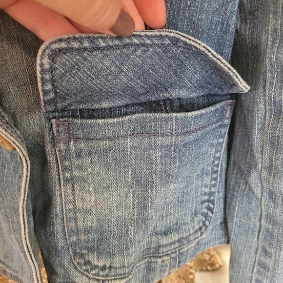 Vintage Ann Taylor LOFT Blue Button Down Denim Jean Jacket Size 10 Petite - Picture 4 of 9
